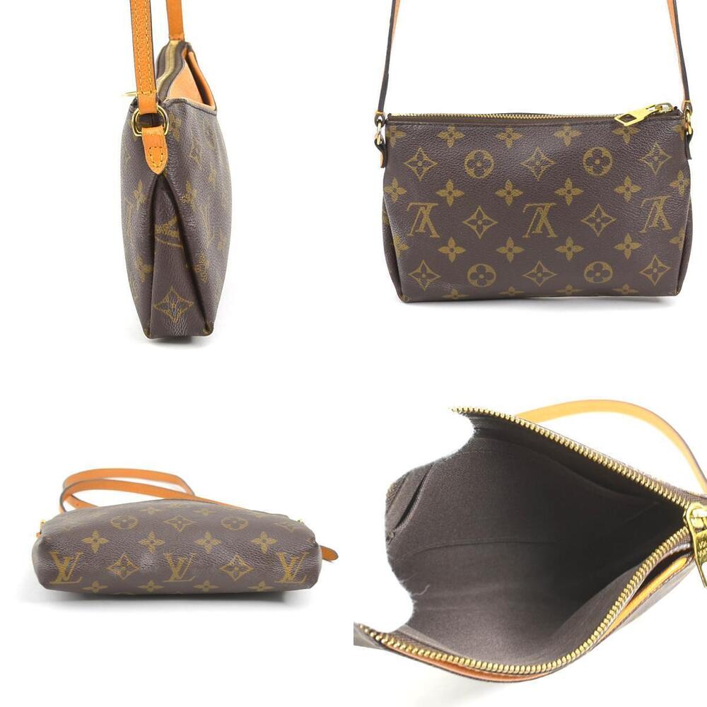 Louis Vuitton Pallas Leather Crossbody Canvas Bag Clutch Monogram Shoulder Brown